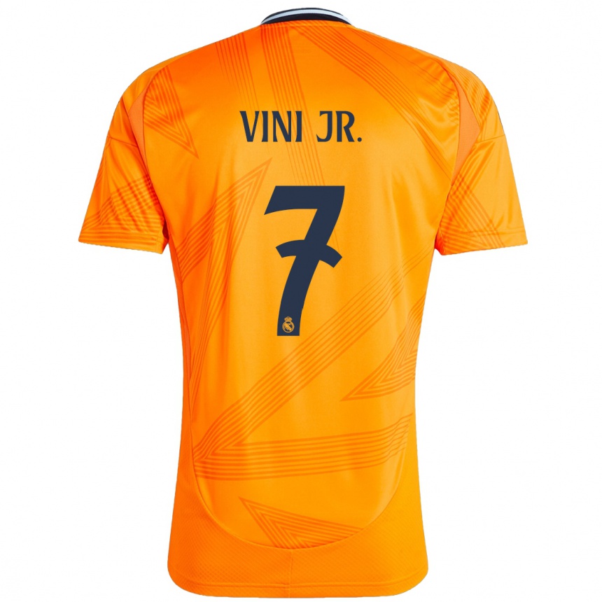 Kids Football Vinicius Junior #7 Orange Away Jersey 2024/25 T-Shirt Uk