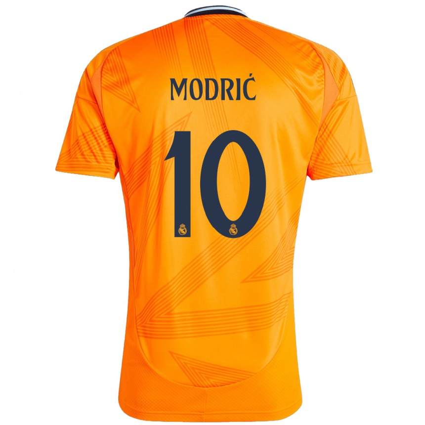 Kids Football Luka Modric #10 Orange Away Jersey 2024/25 T-Shirt Uk