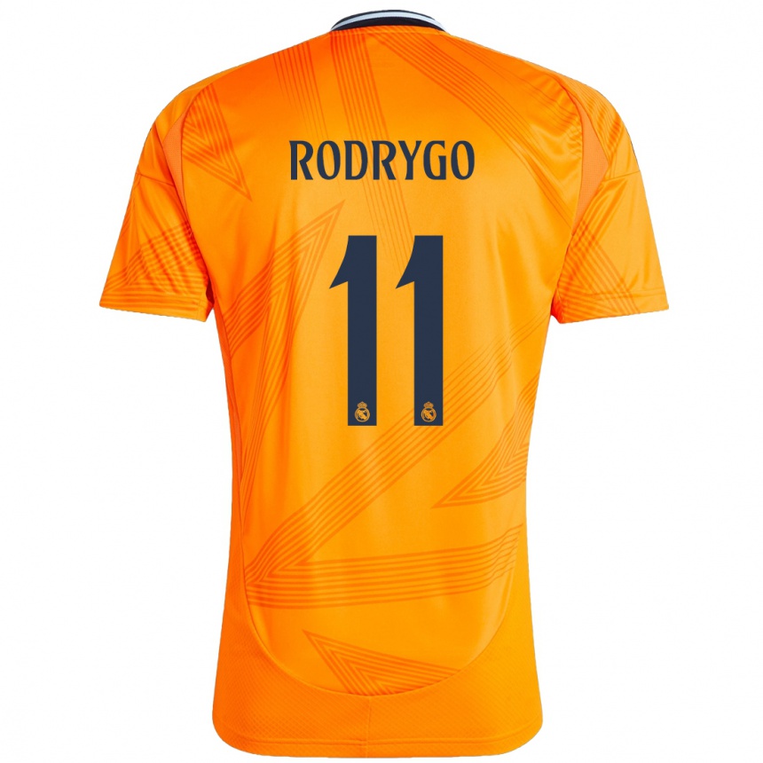 Kids Football Rodrygo #11 Orange Away Jersey 2024/25 T-Shirt Uk