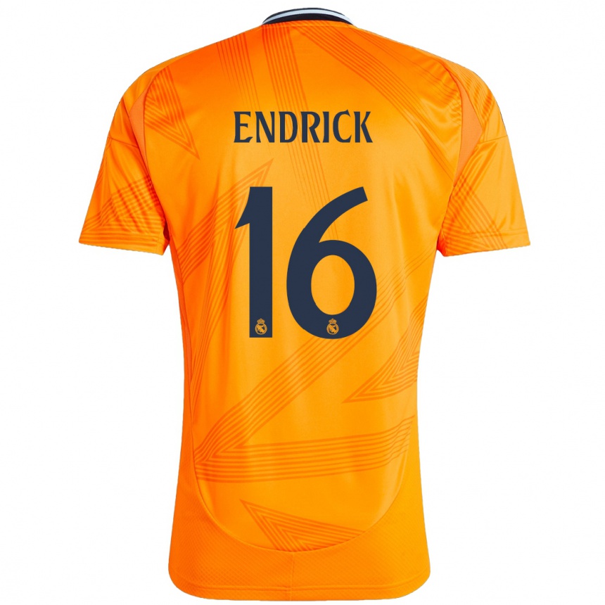 Kids Football Endrick #16 Orange Away Jersey 2024/25 T-Shirt Uk