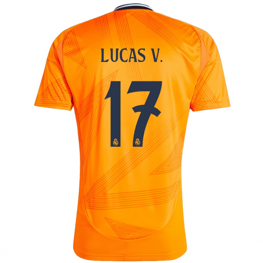 Kids Football Lucas Vazquez #17 Orange Away Jersey 2024/25 T-Shirt Uk