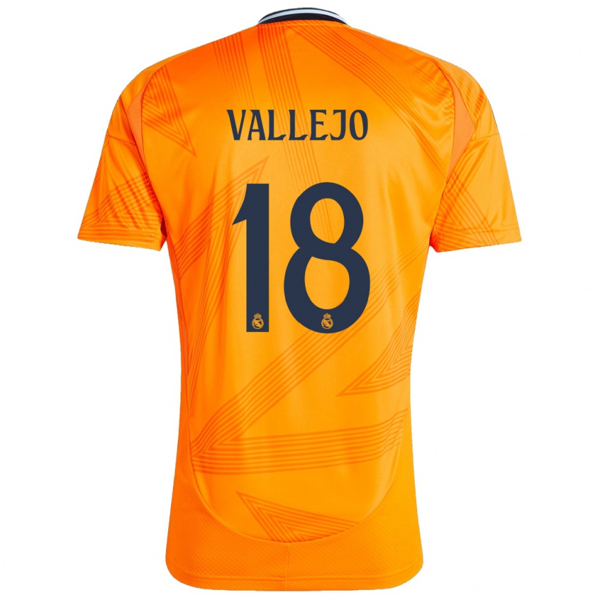 Kids Football Jesus Vallejo #18 Orange Away Jersey 2024/25 T-Shirt Uk