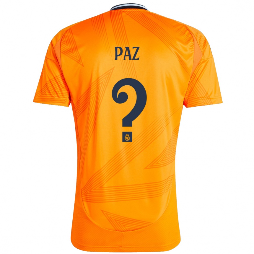 Kids Football Nico Paz #0 Orange Away Jersey 2024/25 T-Shirt Uk