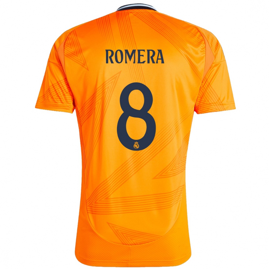 Kids Football Miguel Romera #8 Orange Away Jersey 2024/25 T-Shirt Uk