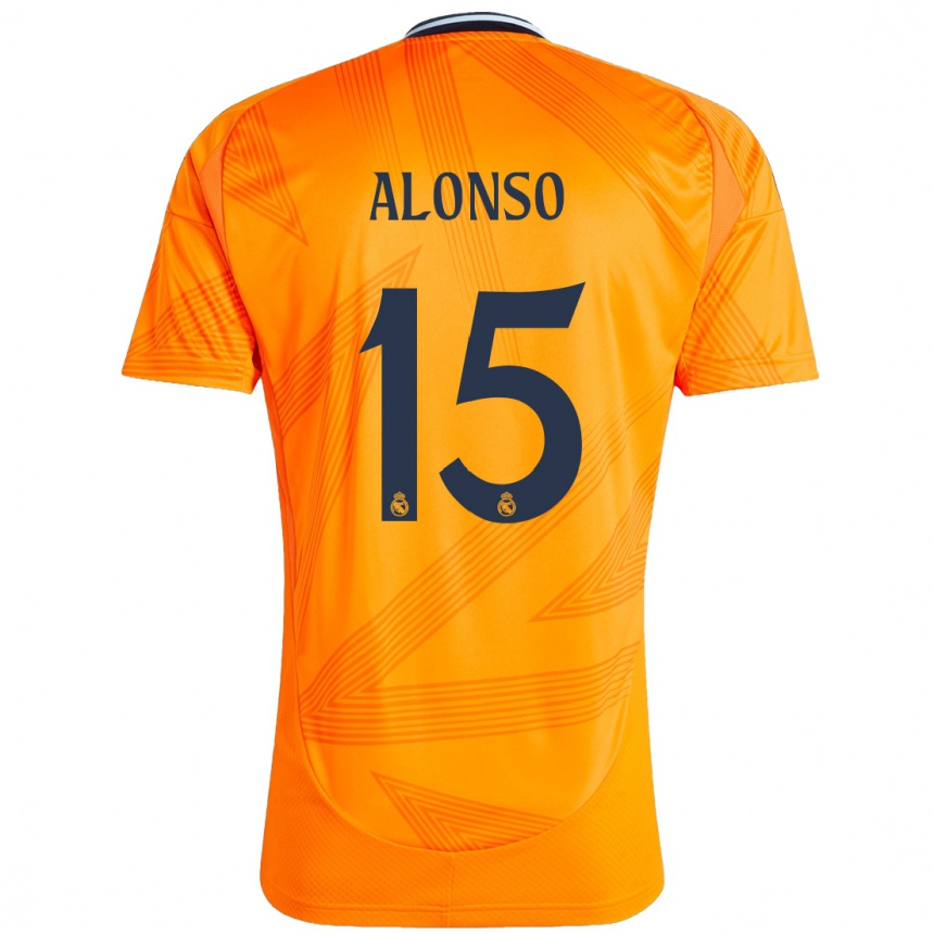 Kids Football Borja Alonso #15 Orange Away Jersey 2024/25 T-Shirt Uk