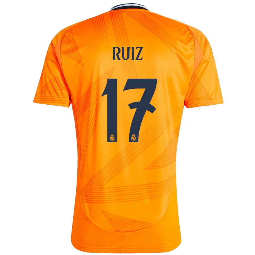 Kids Football David Ruiz #17 Orange Away Jersey 2024/25 T-Shirt Uk