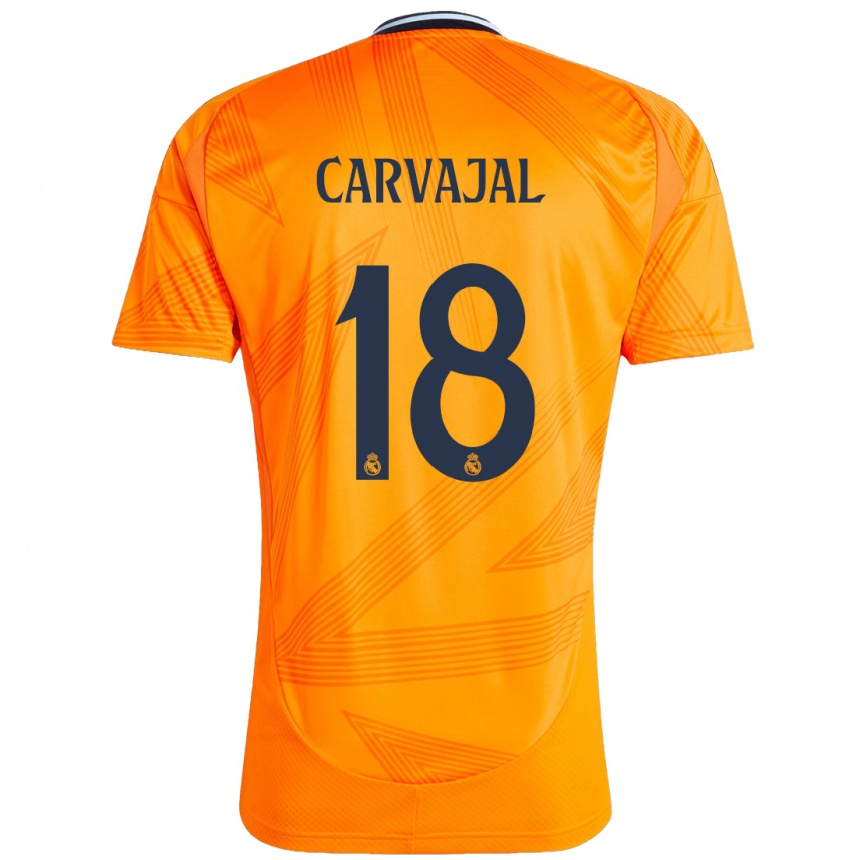 Kids Football Angel Carvajal #18 Orange Away Jersey 2024/25 T-Shirt Uk