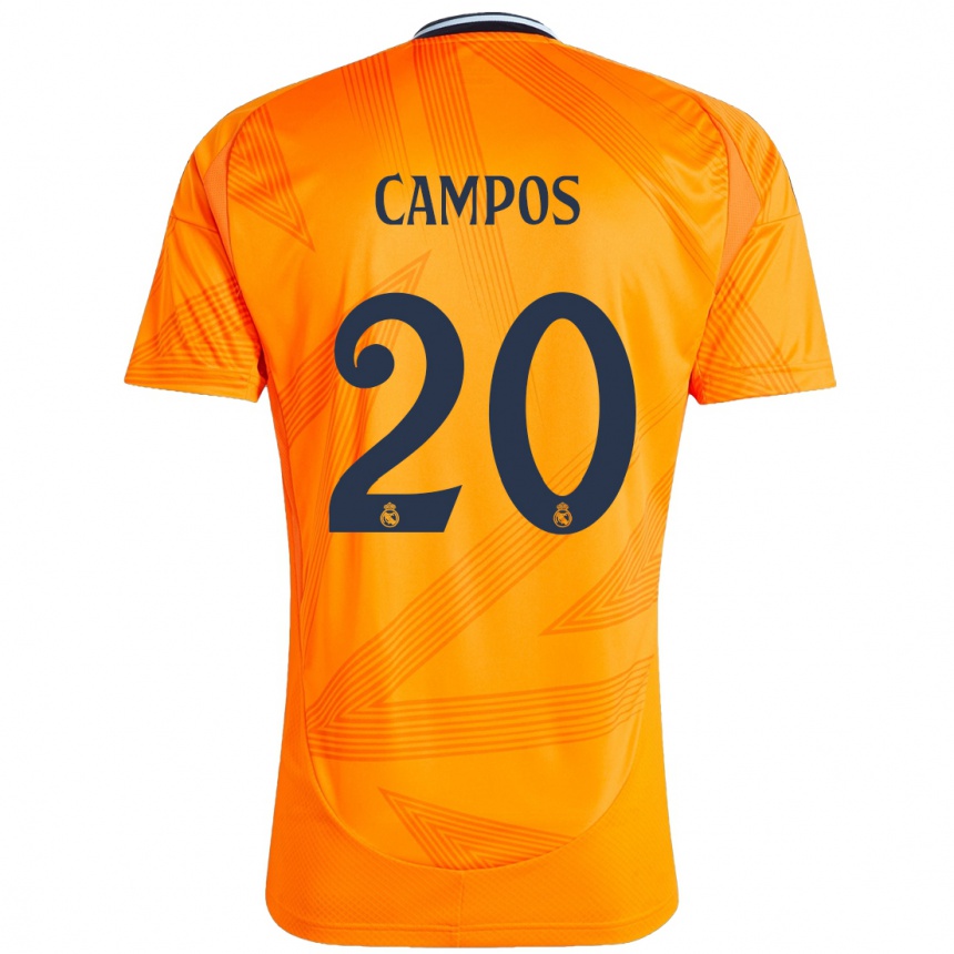 Kids Football Andrés Campos #20 Orange Away Jersey 2024/25 T-Shirt Uk