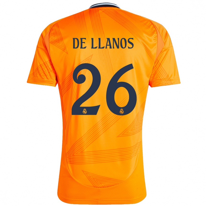 Kids Football Hugo De Llanos #26 Orange Away Jersey 2024/25 T-Shirt Uk