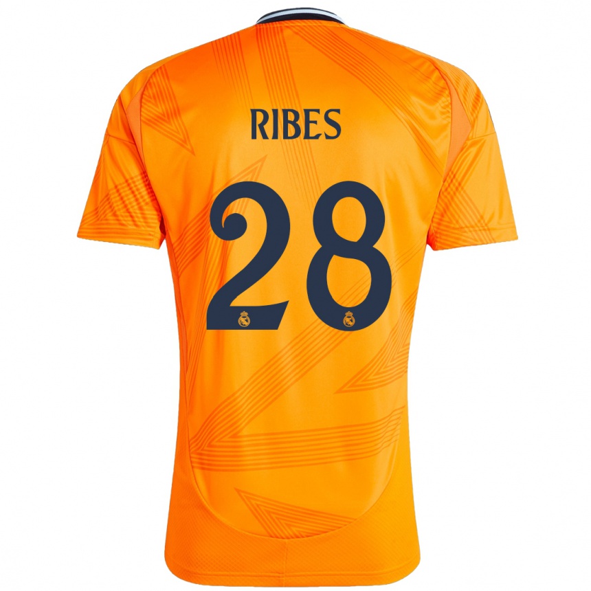 Kids Football Kike Ribes #28 Orange Away Jersey 2024/25 T-Shirt Uk