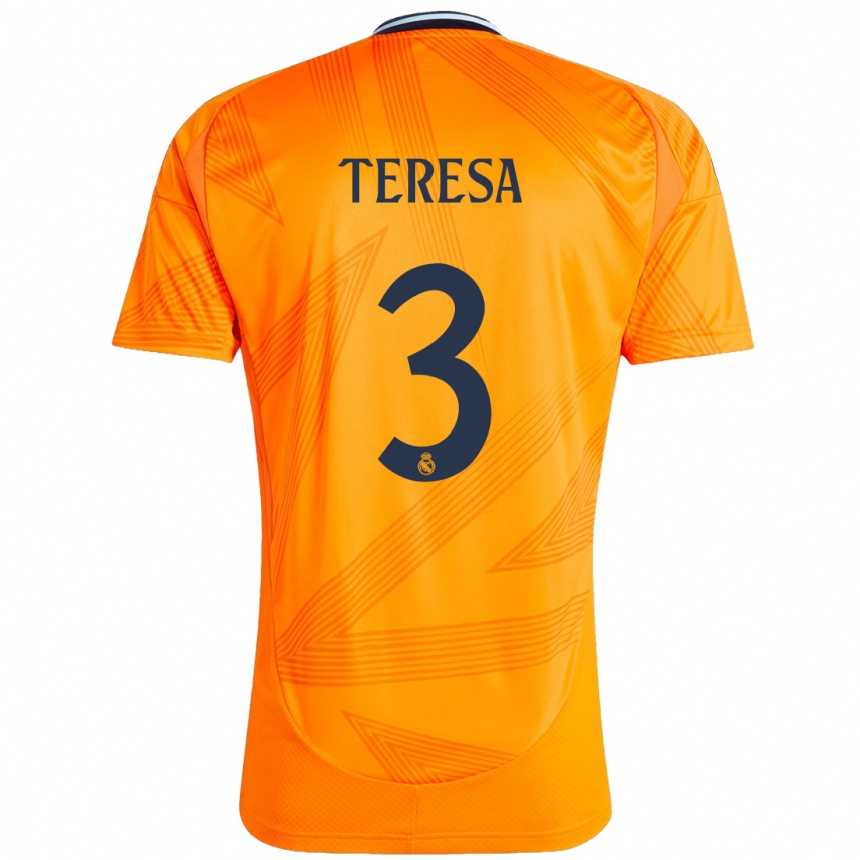 Kids Football Teresa Abelleira #3 Orange Away Jersey 2024/25 T-Shirt Uk