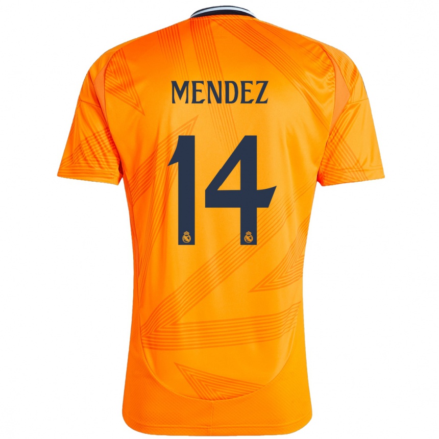 Kids Football María Méndez #14 Orange Away Jersey 2024/25 T-Shirt Uk