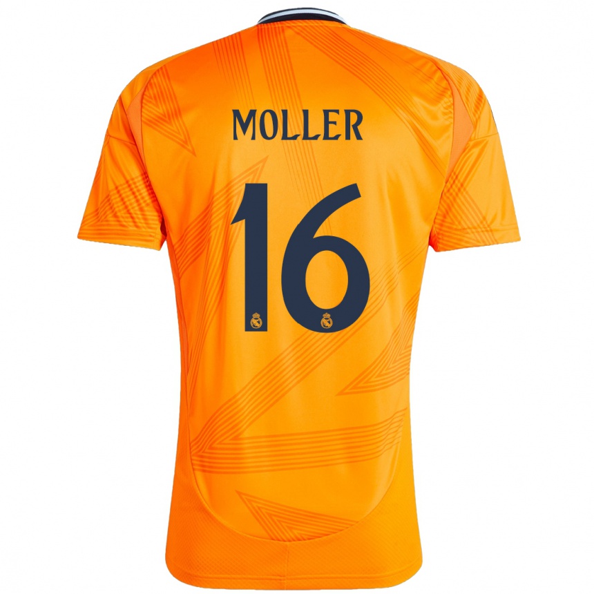 Kids Football Caroline Moller #16 Orange Away Jersey 2024/25 T-Shirt Uk