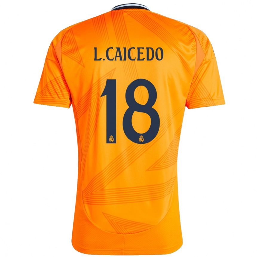 Kids Football Linda Caicedo #18 Orange Away Jersey 2024/25 T-Shirt Uk