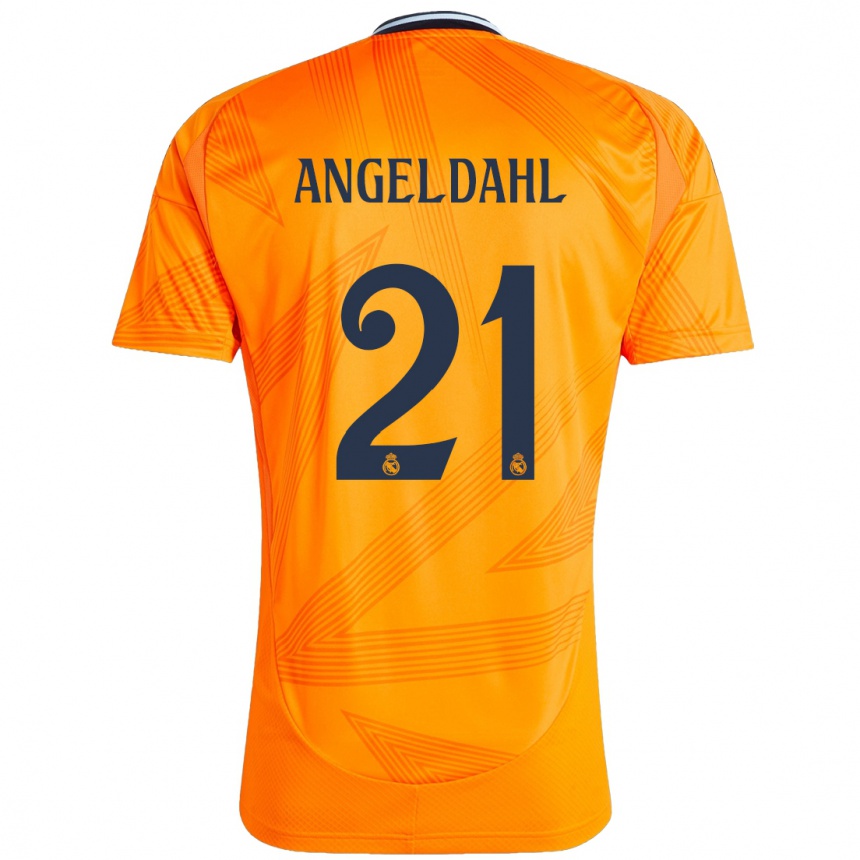 Kids Football Filippa Angeldahl #21 Orange Away Jersey 2024/25 T-Shirt Uk