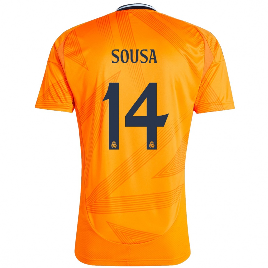 Kids Football Kathellen Sousa #14 Orange Away Jersey 2024/25 T-Shirt Uk