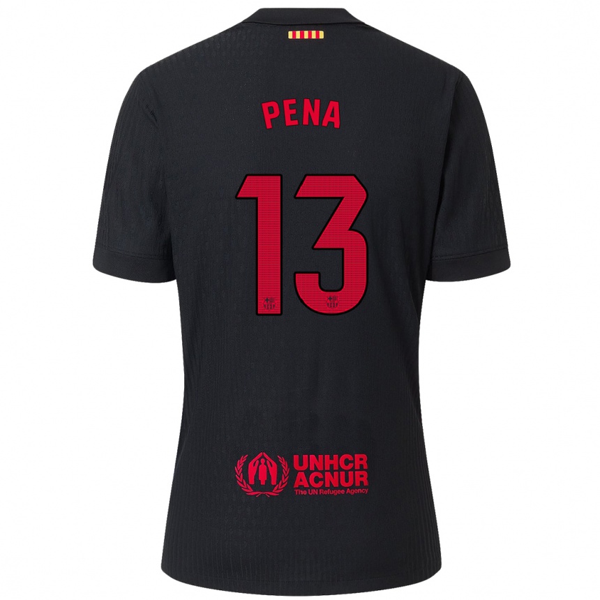 Kids Football Inaki Pena #13 Black Red Away Jersey 2024/25 T-Shirt Uk