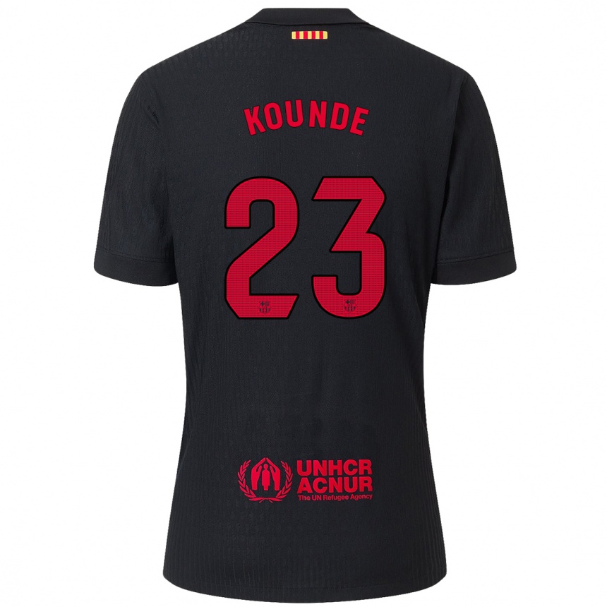 Kids Football Jules Kounde #23 Black Red Away Jersey 2024/25 T-Shirt Uk