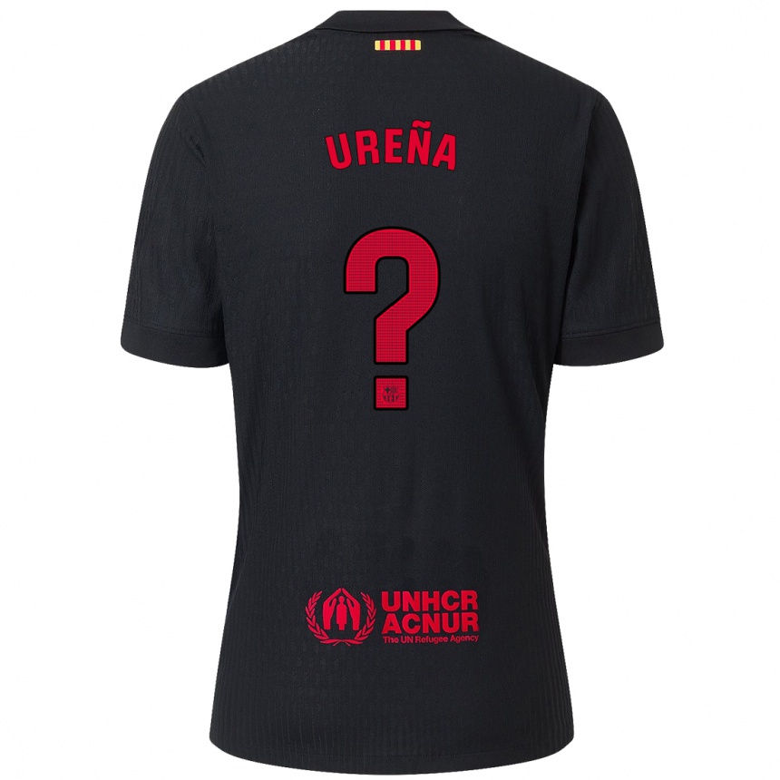 Kids Football Óscar Ureña #0 Black Red Away Jersey 2024/25 T-Shirt Uk