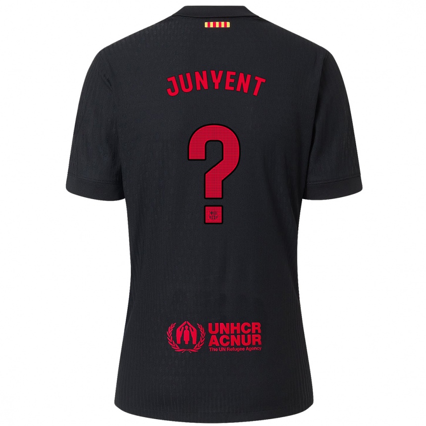 Kids Football Quim Junyent #0 Black Red Away Jersey 2024/25 T-Shirt Uk