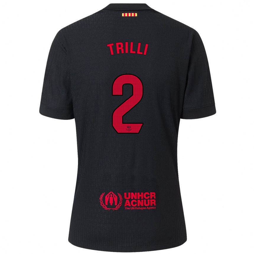 Kids Football Trilli #2 Black Red Away Jersey 2024/25 T-Shirt Uk