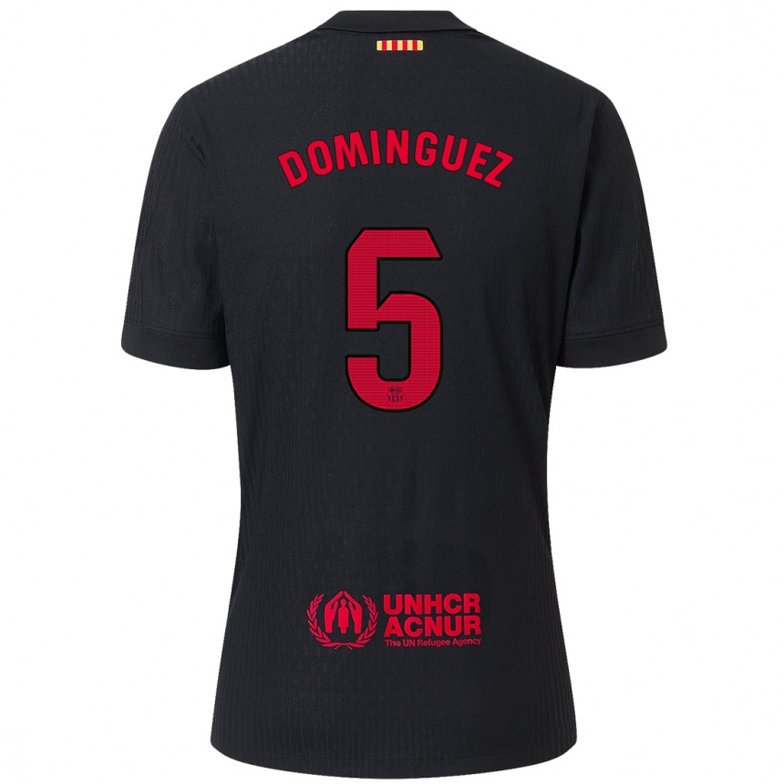 Kids Football Sergi Dominguez #5 Black Red Away Jersey 2024/25 T-Shirt Uk