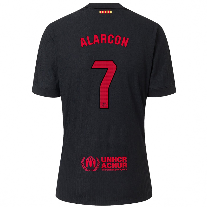 Kids Football Angel Alarcon #7 Black Red Away Jersey 2024/25 T-Shirt Uk