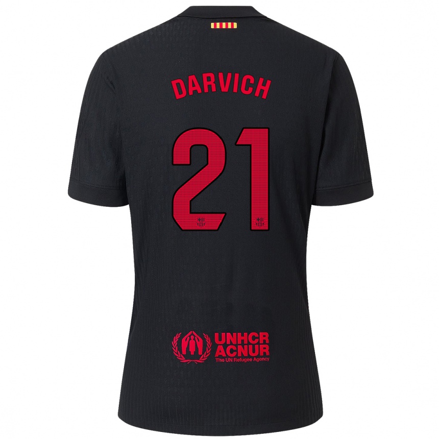 Kids Football Noah Darvich #21 Black Red Away Jersey 2024/25 T-Shirt Uk