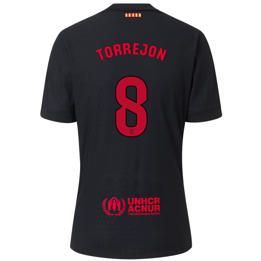 Kids Football Marta Torrejón #8 Black Red Away Jersey 2024/25 T-Shirt Uk