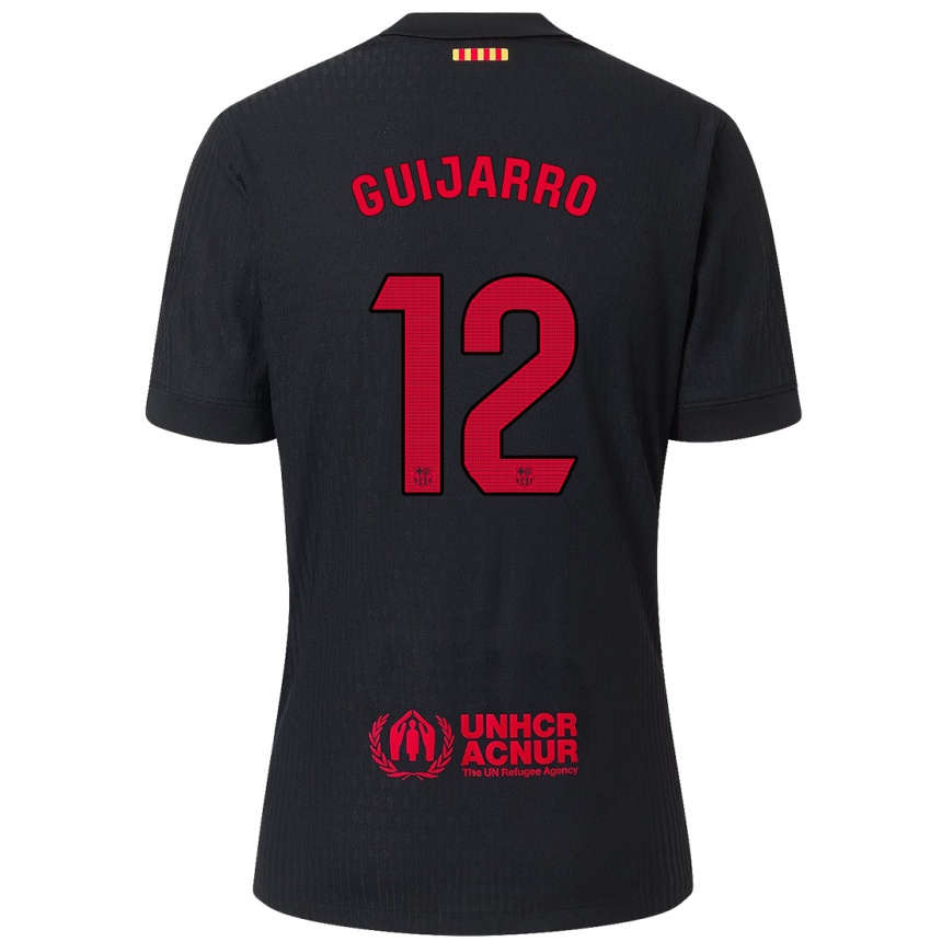 Kids Football Patricia Guijarro #12 Black Red Away Jersey 2024/25 T-Shirt Uk