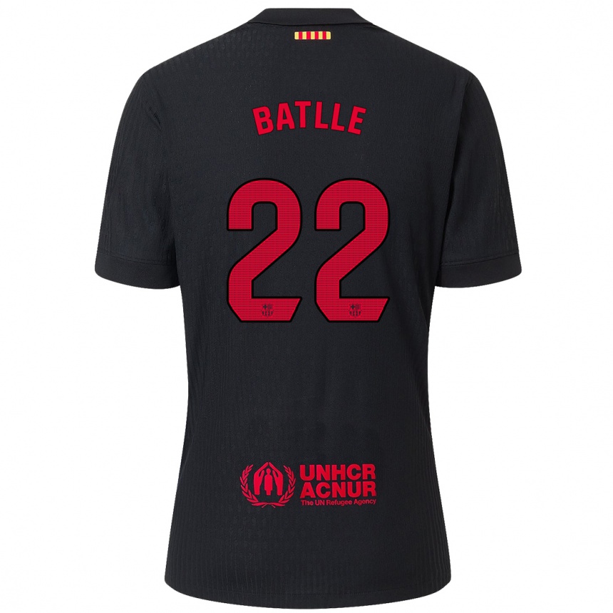 Kids Football Ona Batlle #22 Black Red Away Jersey 2024/25 T-Shirt Uk