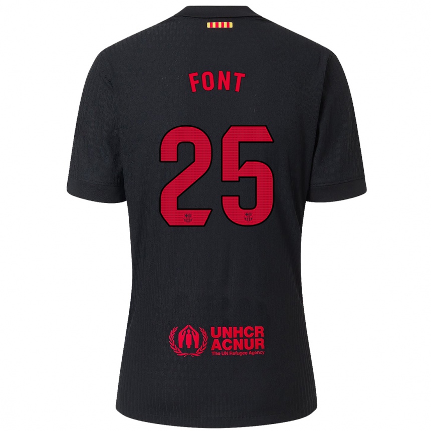 Kids Football Gemma Font #25 Black Red Away Jersey 2024/25 T-Shirt Uk