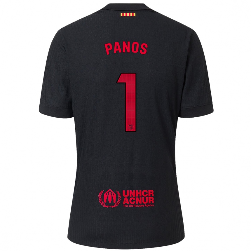 Kids Football Sandra Panos #1 Black Red Away Jersey 2024/25 T-Shirt Uk