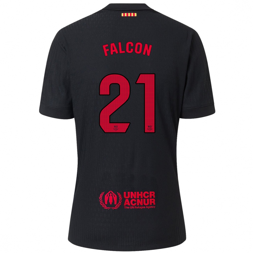 Kids Football Andrea Falcon #21 Black Red Away Jersey 2024/25 T-Shirt Uk