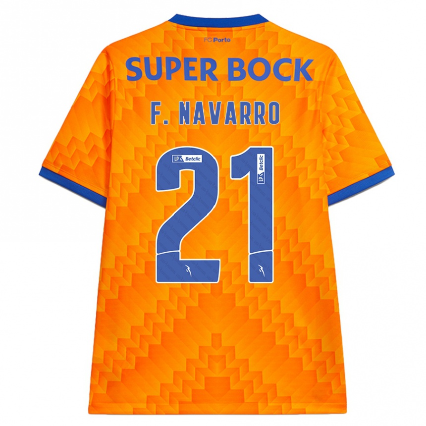 Kids Football Fran Navarro #21 Orange Away Jersey 2024/25 T-Shirt Uk