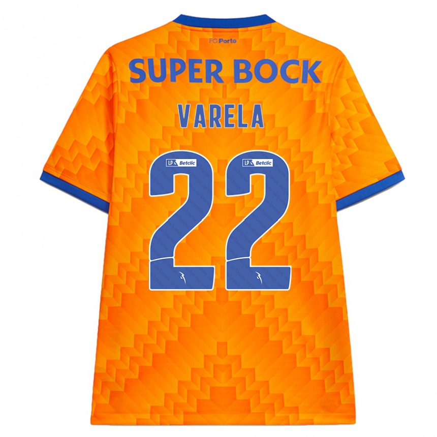 Kids Football Alan Varela #22 Orange Away Jersey 2024/25 T-Shirt Uk