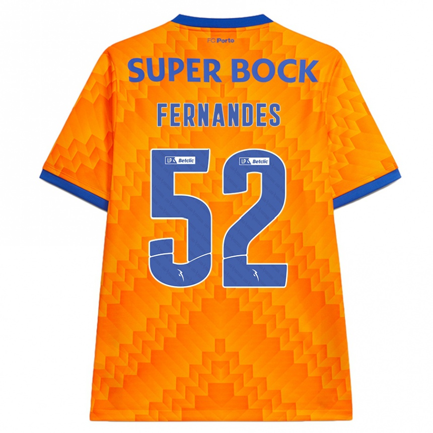 Kids Football Martim Fernandes #52 Orange Away Jersey 2024/25 T-Shirt Uk