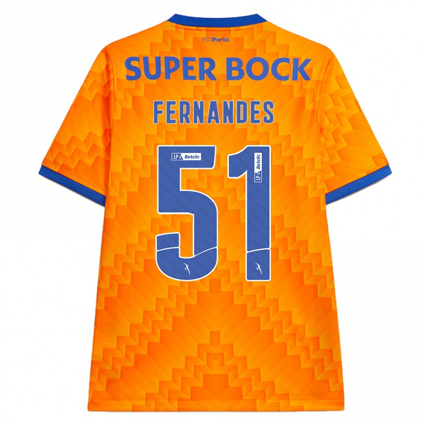 Kids Football Diogo Fernandes #51 Orange Away Jersey 2024/25 T-Shirt Uk