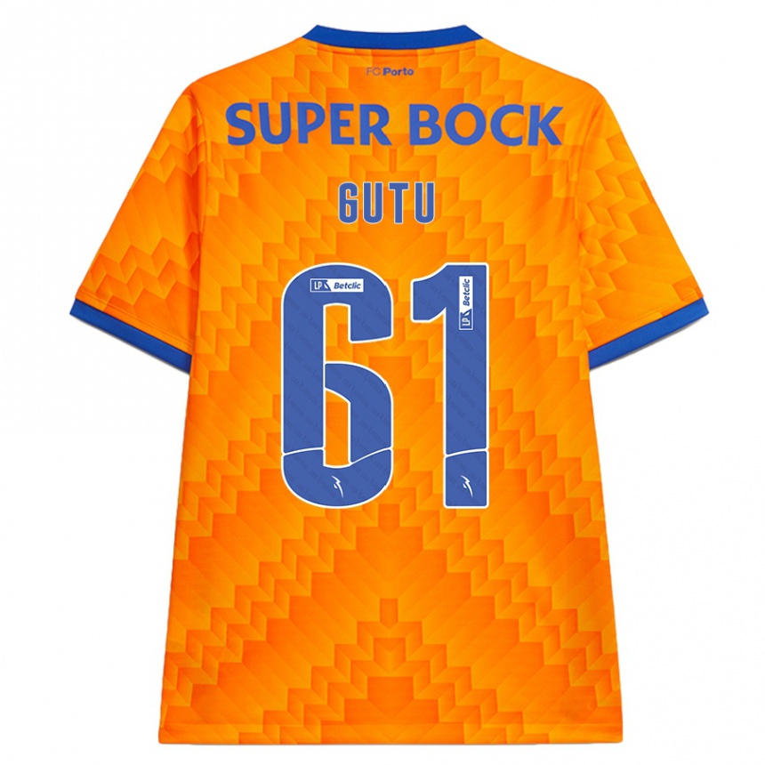 Kids Football Denis Gutu #61 Orange Away Jersey 2024/25 T-Shirt Uk