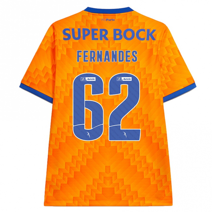 Kids Football Rodrigo Fernandes #62 Orange Away Jersey 2024/25 T-Shirt Uk