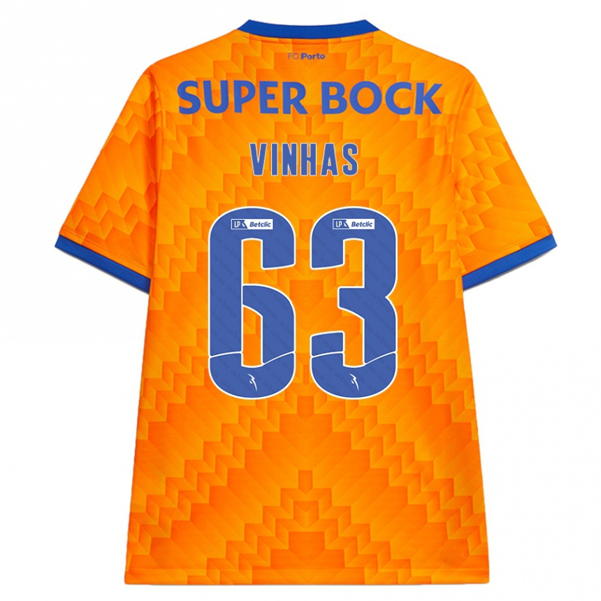 Kids Football David Vinhas #63 Orange Away Jersey 2024/25 T-Shirt Uk