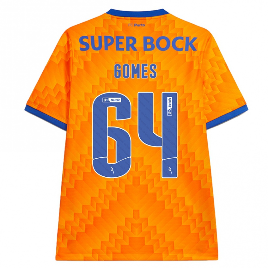 Kids Football Luís Gomes #64 Orange Away Jersey 2024/25 T-Shirt Uk