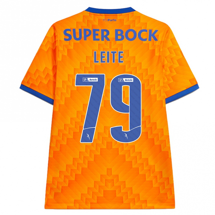 Kids Football Afonso Leite #79 Orange Away Jersey 2024/25 T-Shirt Uk