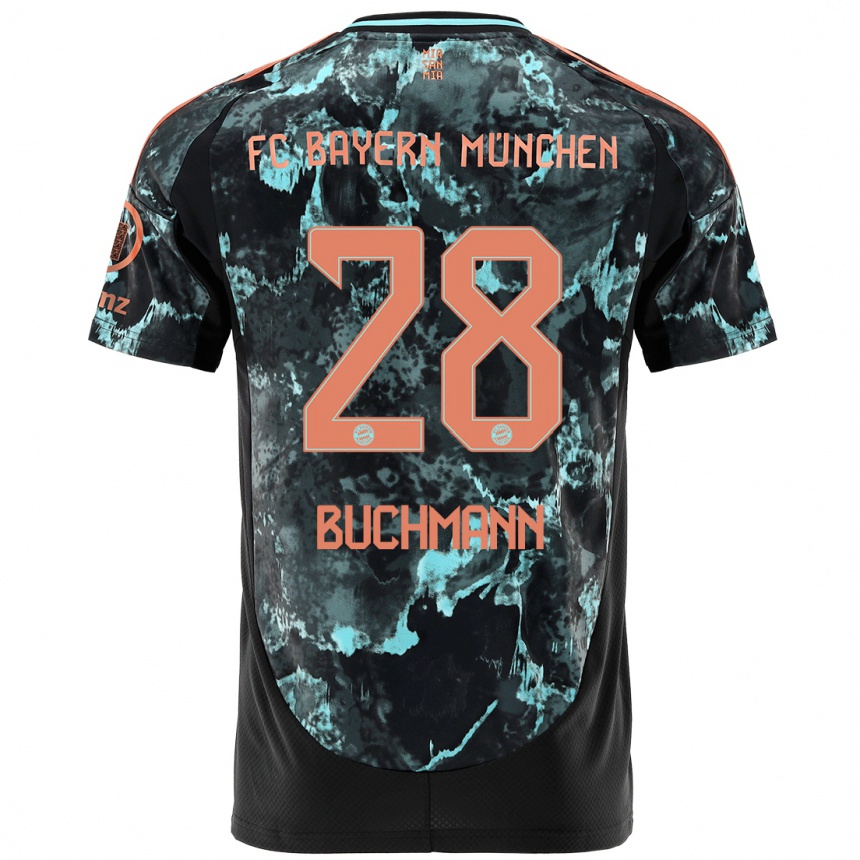 Kids Football Tarek Buchmann #28 Black Away Jersey 2024/25 T-Shirt Uk