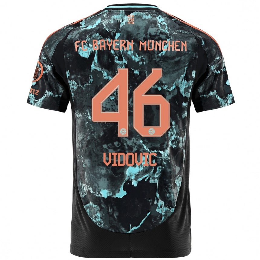 Kids Football Gabriel Vidovic #46 Black Away Jersey 2024/25 T-Shirt Uk