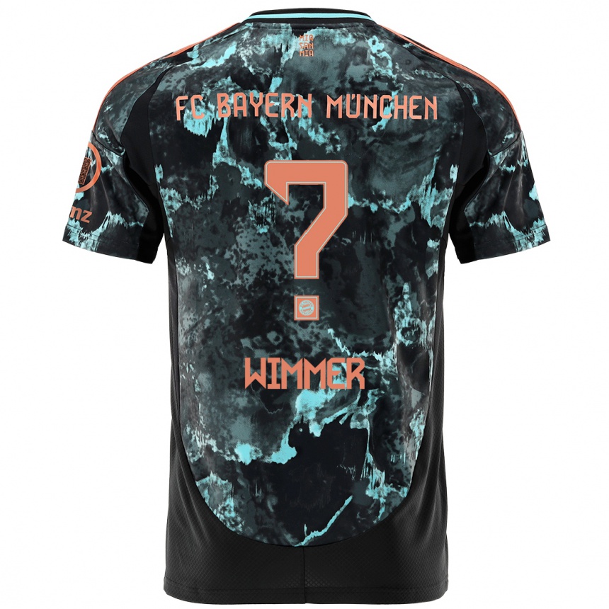 Kids Football Benedikt Wimmer #0 Black Away Jersey 2024/25 T-Shirt Uk