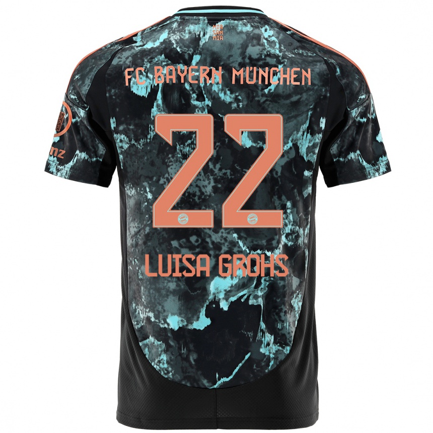 Kids Football Maria Luisa Grohs #22 Black Away Jersey 2024/25 T-Shirt Uk