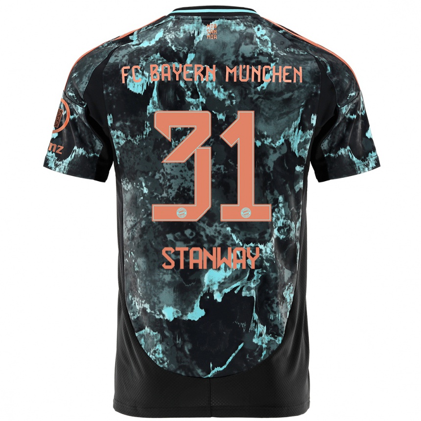 Kids Football Georgia Stanway #31 Black Away Jersey 2024/25 T-Shirt Uk