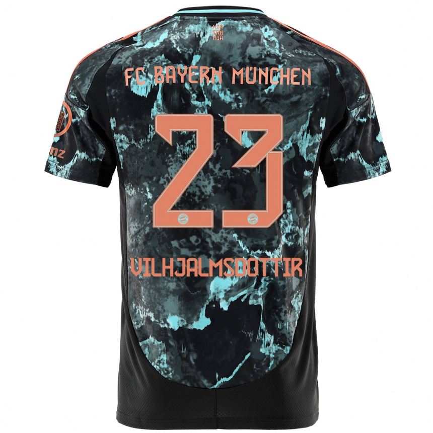 Kids Football Karolina Lea Vilhjalmsdottir #23 Black Away Jersey 2024/25 T-Shirt Uk