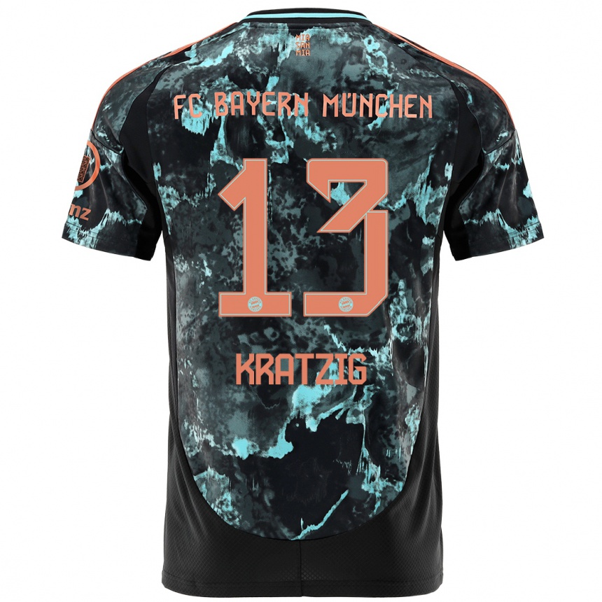 Kids Football Frans Kratzig #13 Black Away Jersey 2024/25 T-Shirt Uk